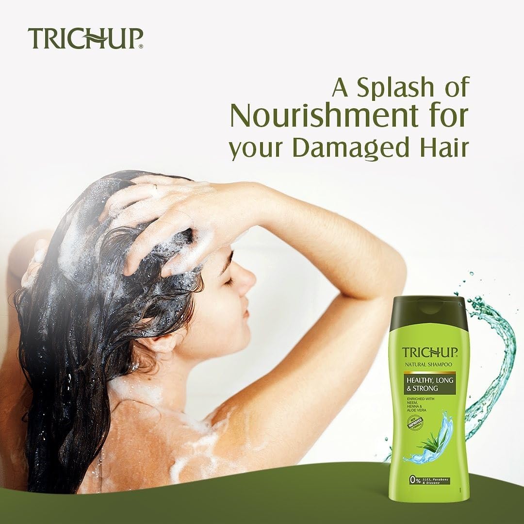 TRICHUP Herbal Shampoo with Aloe Vera, Neem & Henna – Paraben Free, 2 x 13.52 fl oz – Gentle, All Hair Types