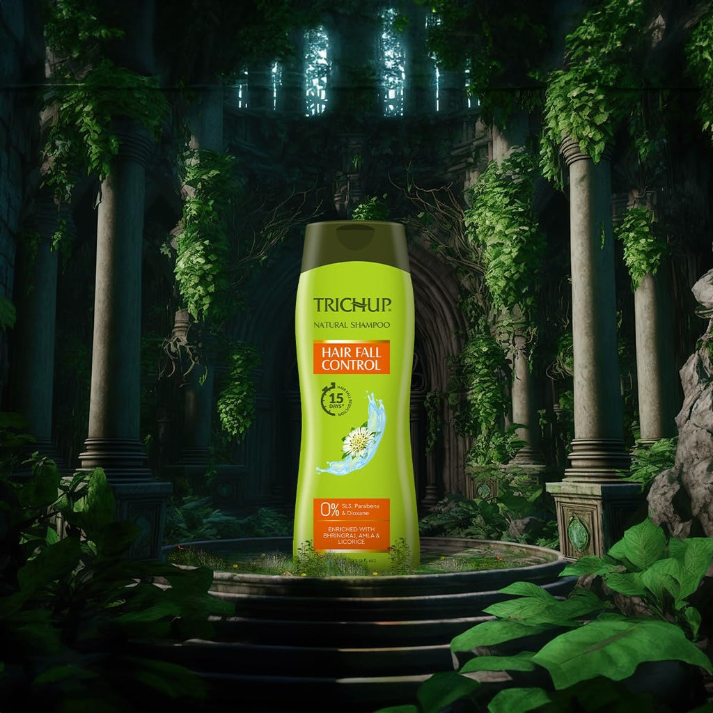 TRICHUP Natural Anti-Hair Fall Shampoo – Bhringraj Amla Licorice Herbal Cleanser (Pack of 2)