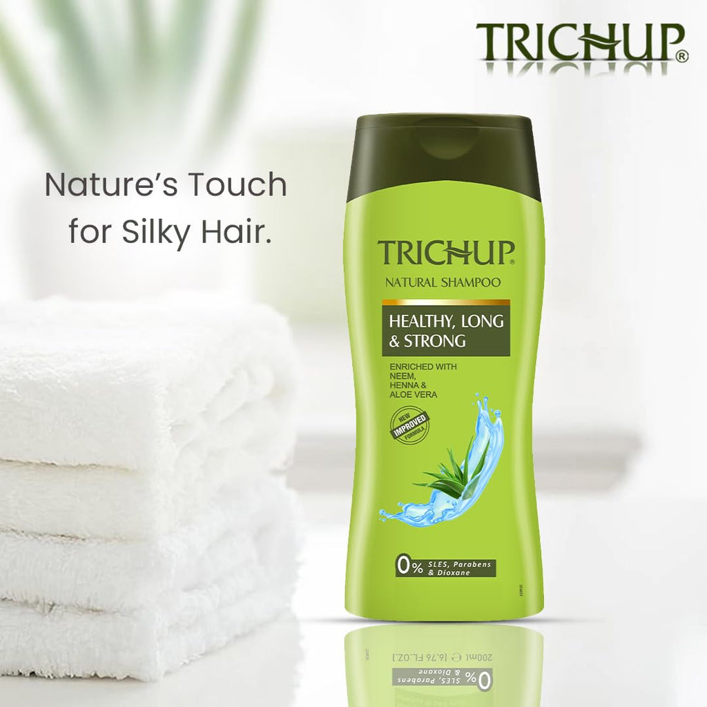 TRICHUP Herbal Shampoo with Aloe Vera, Neem & Henna – Paraben Free, 2 x 13.52 fl oz – Gentle, All Hair Types