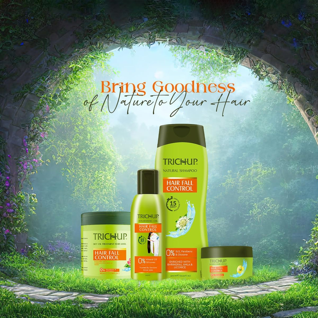 TRICHUP Natural Anti-Hair Fall Shampoo – Bhringraj Amla Licorice Herbal Cleanser (Pack of 2)