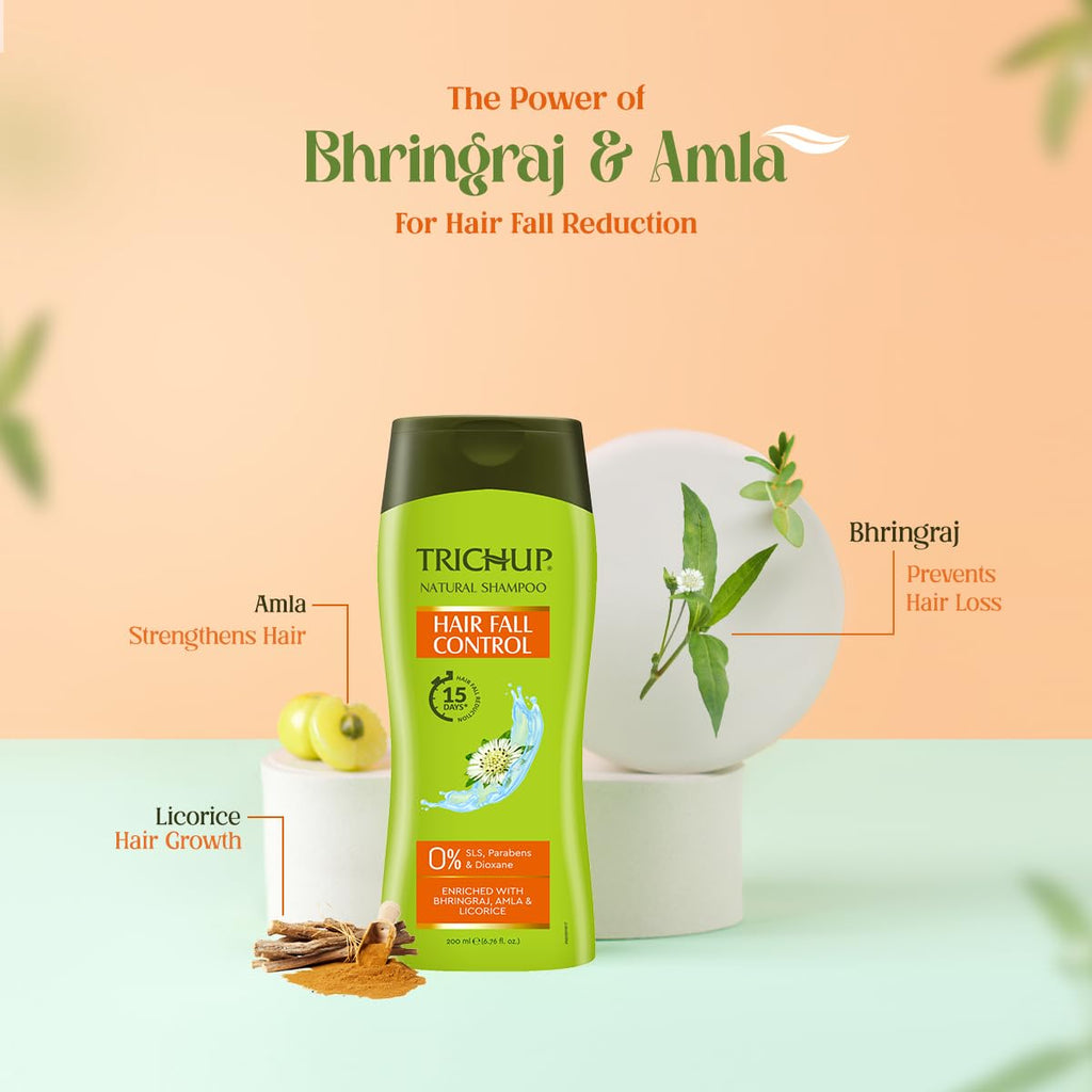 TRICHUP Hair Fall Control Herbal Shampoo Pack of 3 – 200 ml Each