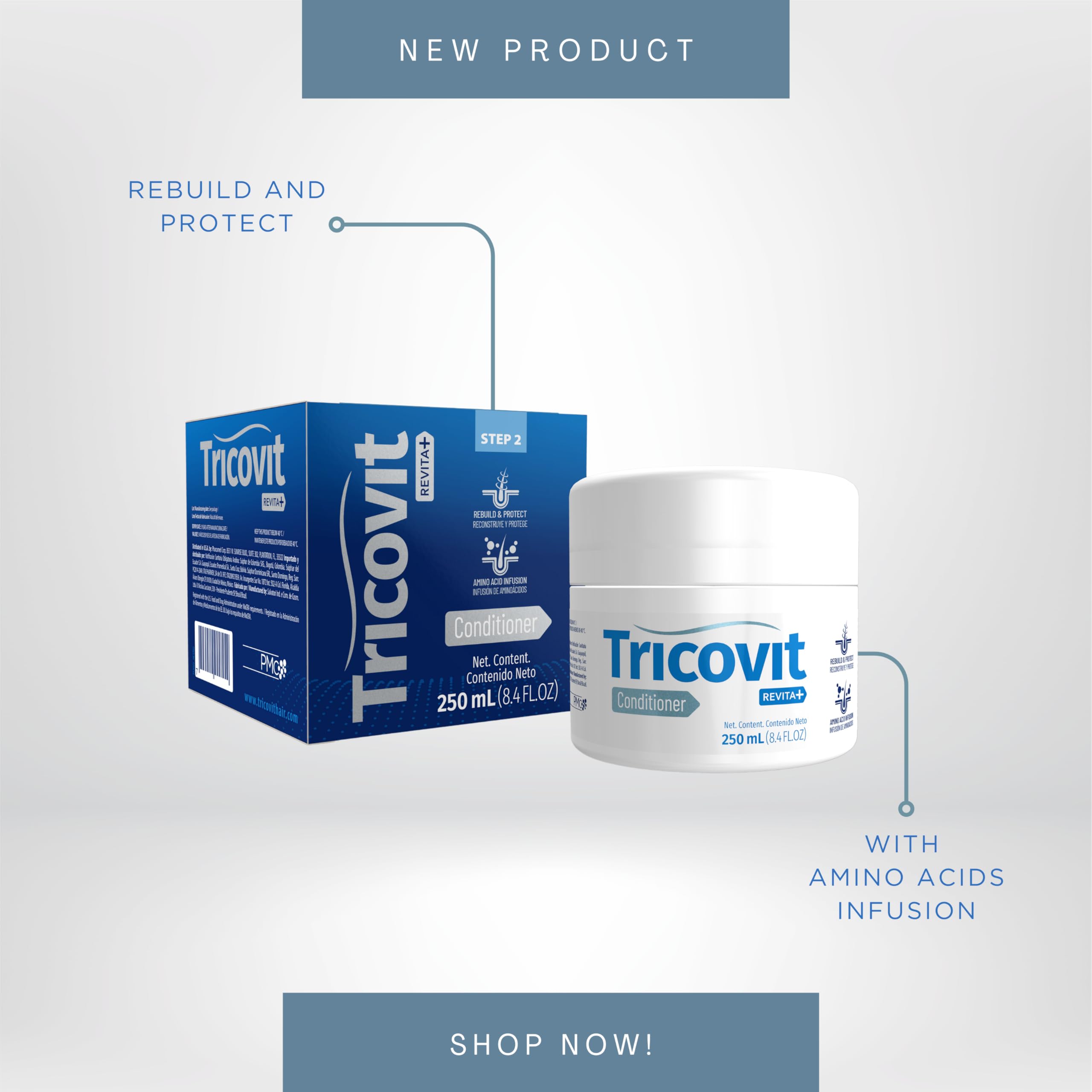 Tricovit Revita+ Hair Conditioner – Keratin Amino Acids, Pantothenic Acid & Luna Matrix Technology (8.45 fl oz)