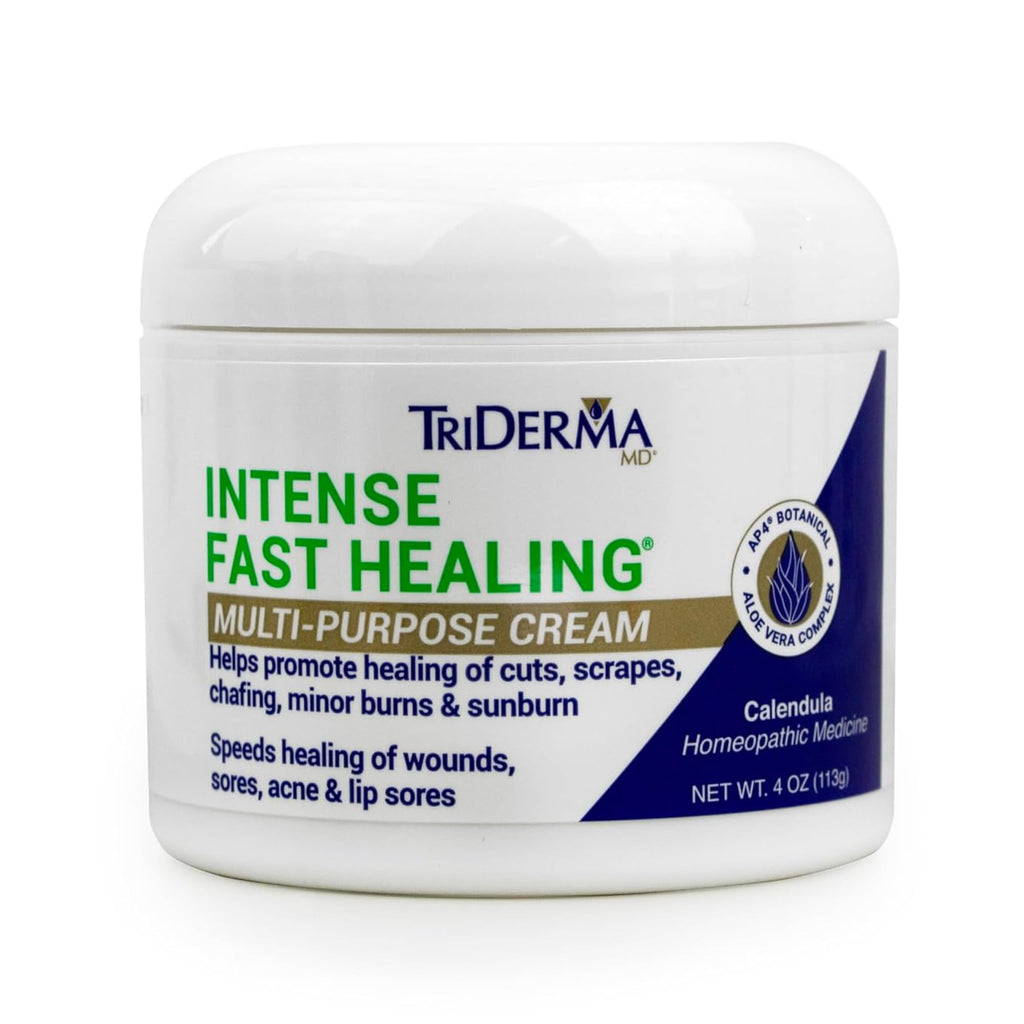 TriDerma Intense Fast Healing Cream – 4 oz for Minor Irritations, Rashes, Scrapes & Cuts