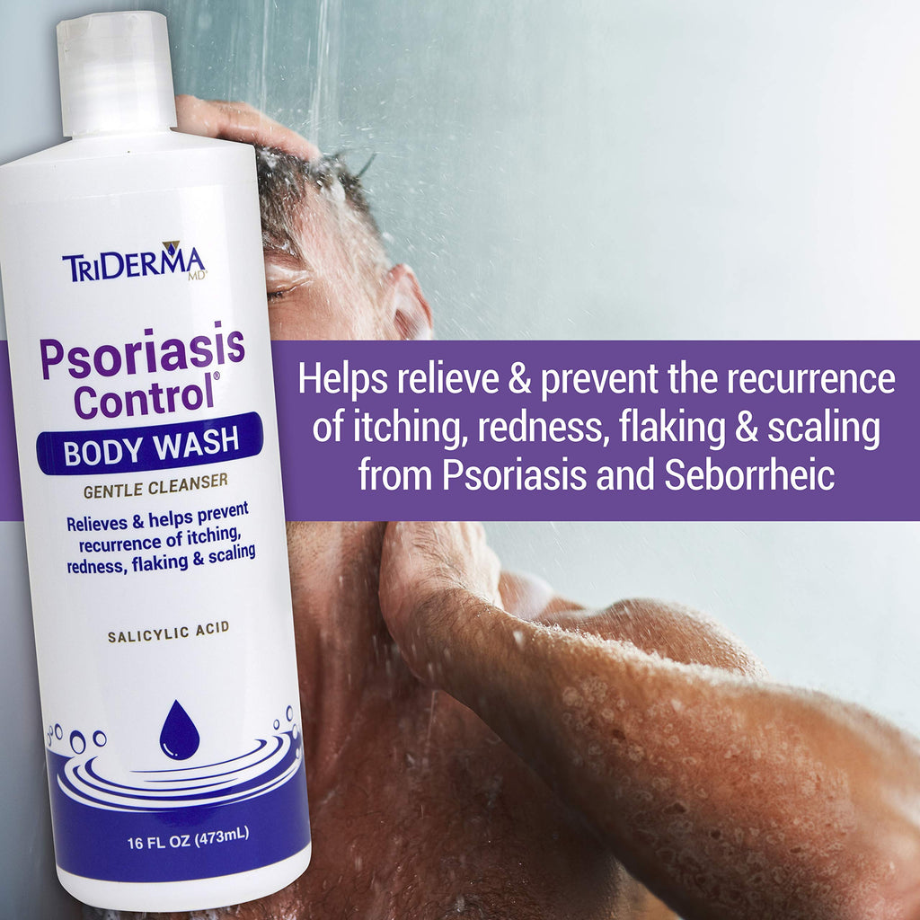 TriDerma Psoriasis Control Body Wash – 2% Salicylic Acid & AP4 Aloe Gel, 16 oz