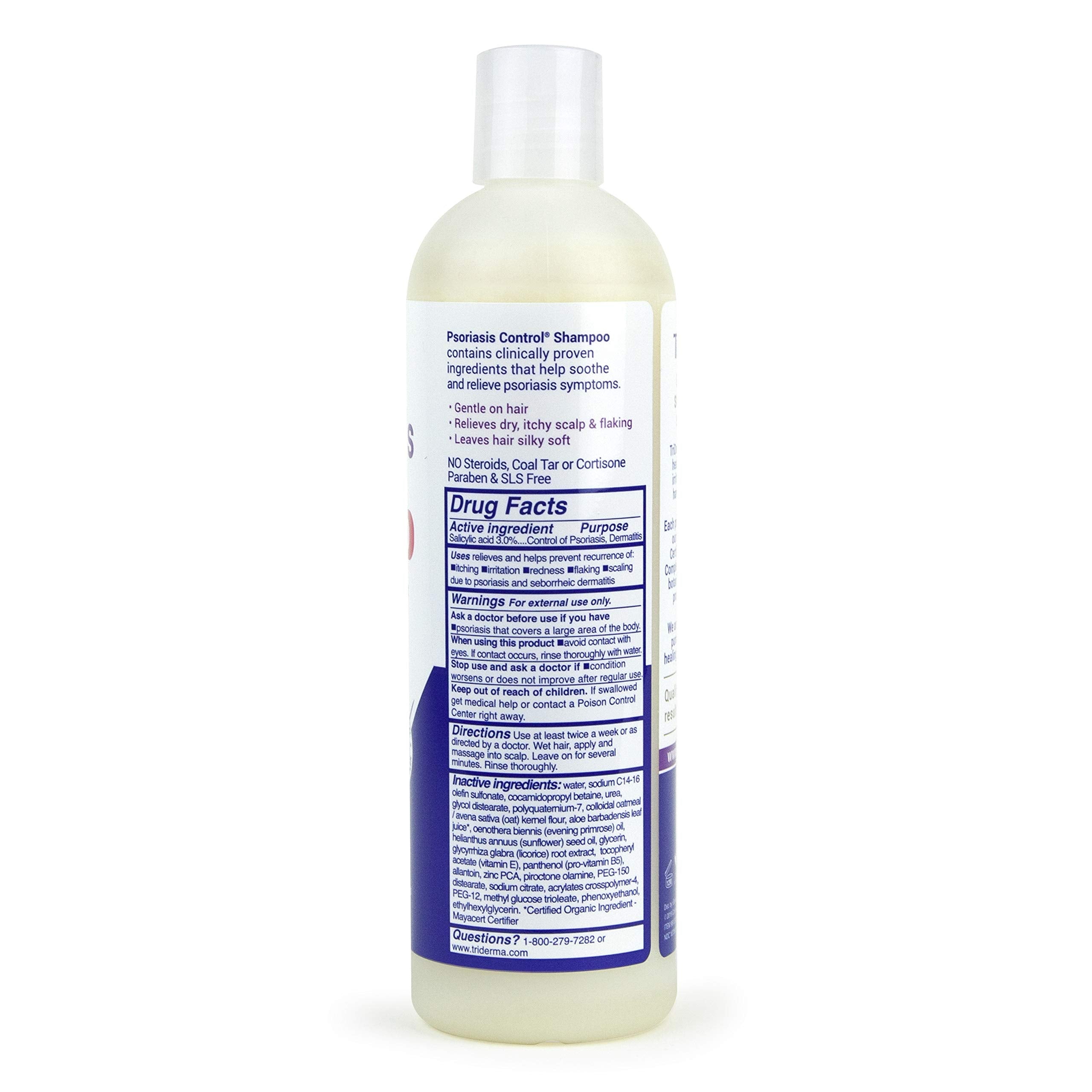 TriDerma Psoriasis Control Scalp Exfoliator Shampoo – 3% Salicylic Acid & Rosemary | No Coal Tar