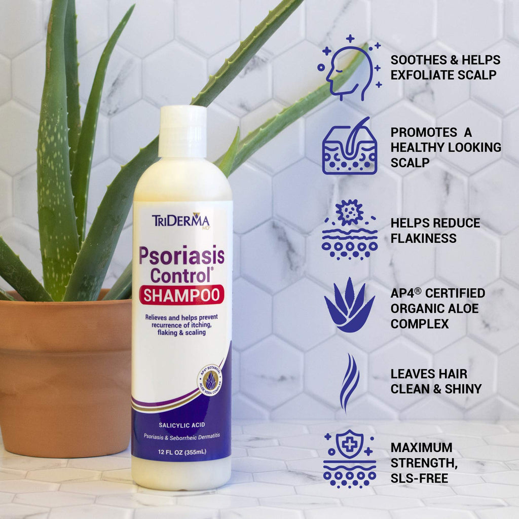 TriDerma Psoriasis Control Scalp Exfoliator Shampoo – 3% Salicylic Acid & Rosemary | No Coal Tar