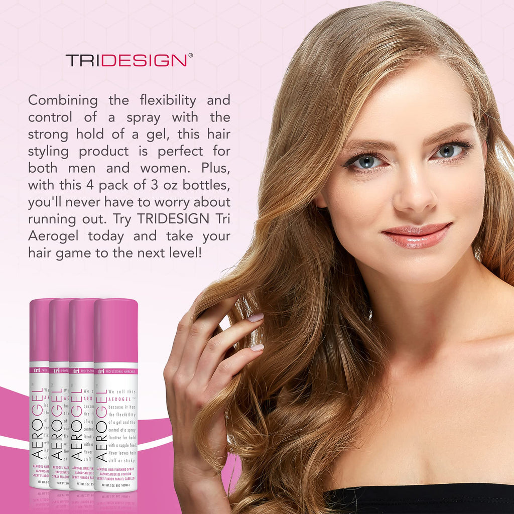 TRIDESIGN TRI Design Aerogel Hairspray – Strong Hold, Flexible Finish, Travel Size 4×3oz