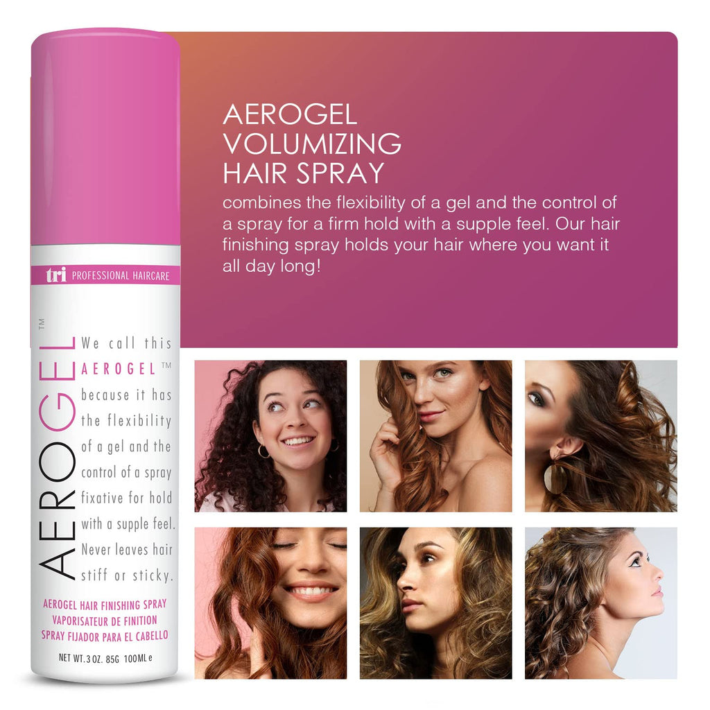 TRIDESIGN Aerogel Hairspray – Strong, Flexible Hold, Shine, and Volume (Travel Size 3 Oz)
