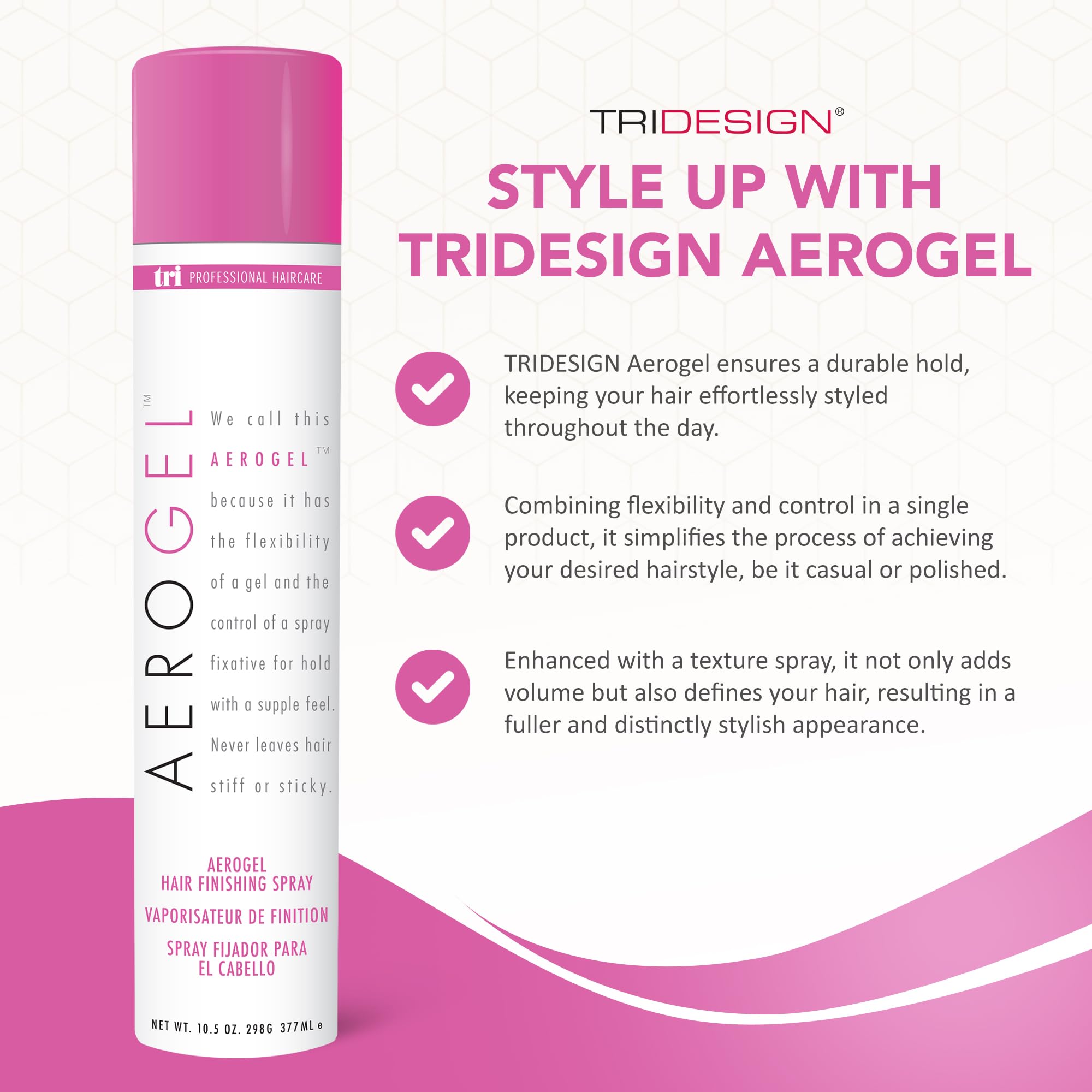 TRIDESIGN Aerogel Hairspray – Strong, Flexible Hold for All Hair Types | 10.5 oz