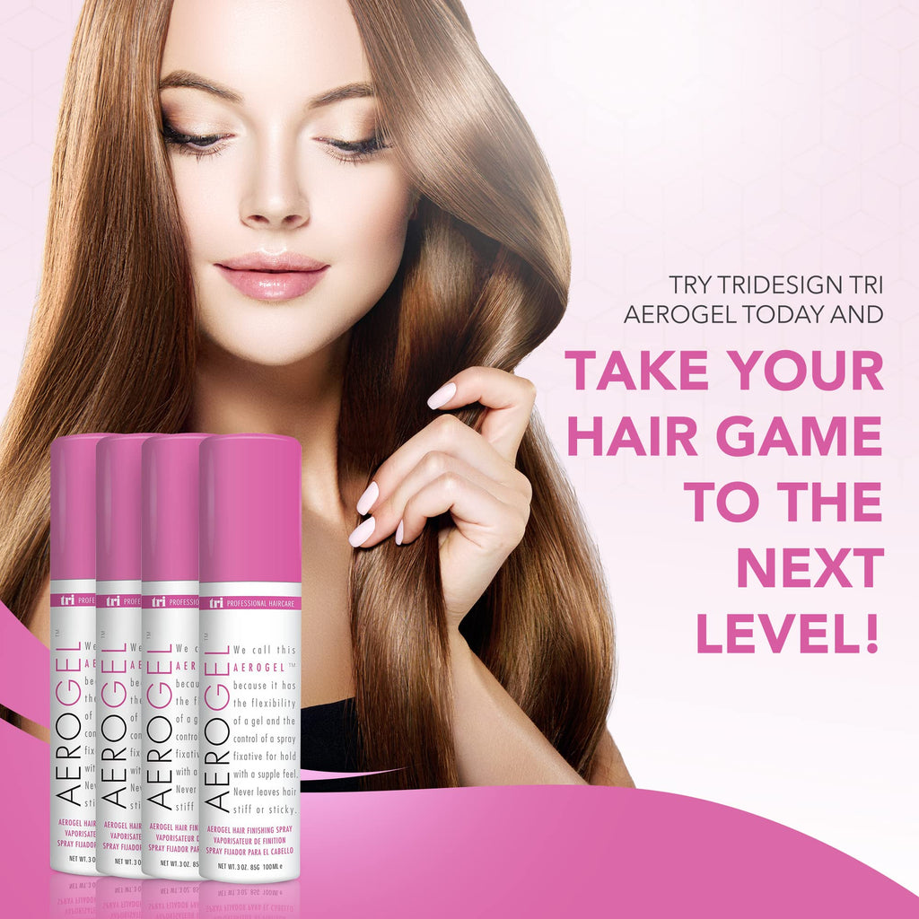 TRIDESIGN TRI Design Aerogel Hairspray – Strong Hold, Flexible Finish, Travel Size 4×3oz