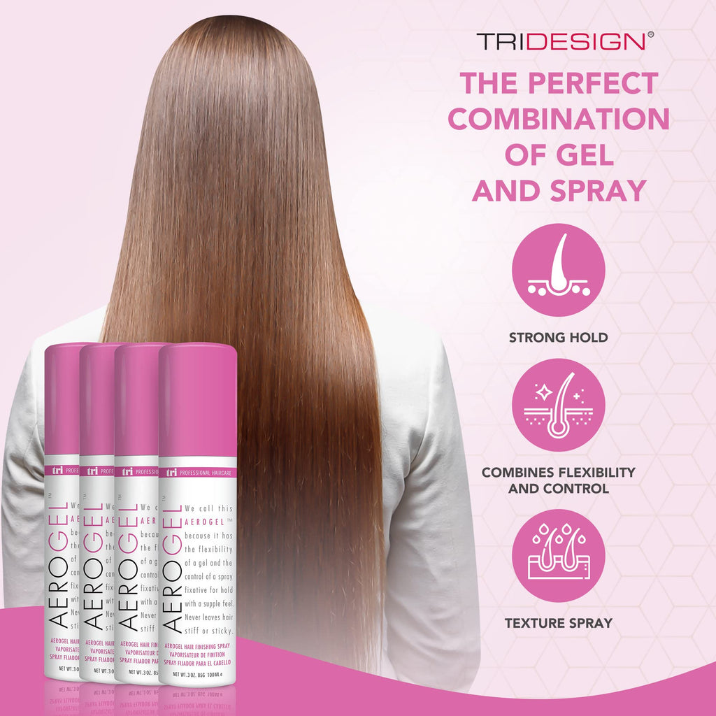 TRIDESIGN TRI Design Aerogel Hairspray – Strong Hold, Flexible Finish, Travel Size 4×3oz