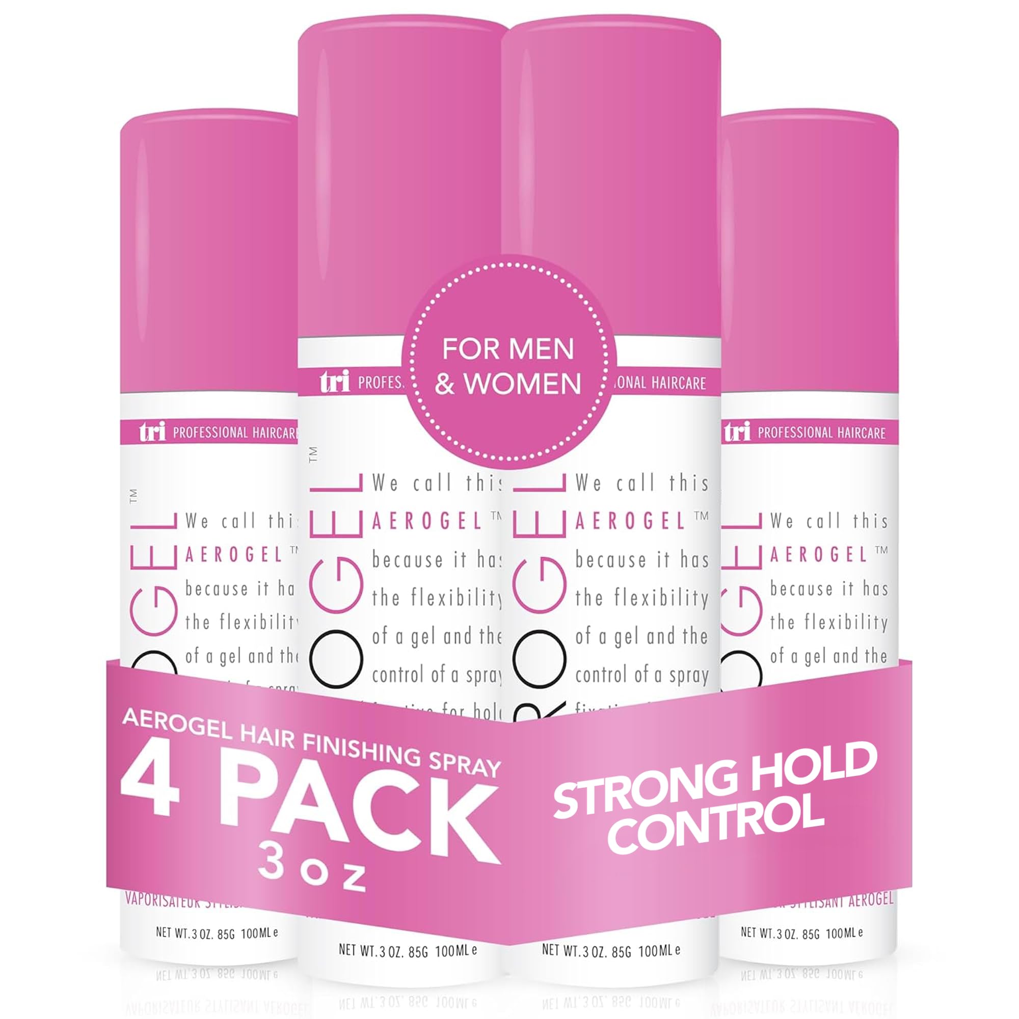 TRIDESIGN TRI Design Aerogel Hairspray – Strong Hold, Flexible Finish, Travel Size 4×3oz
