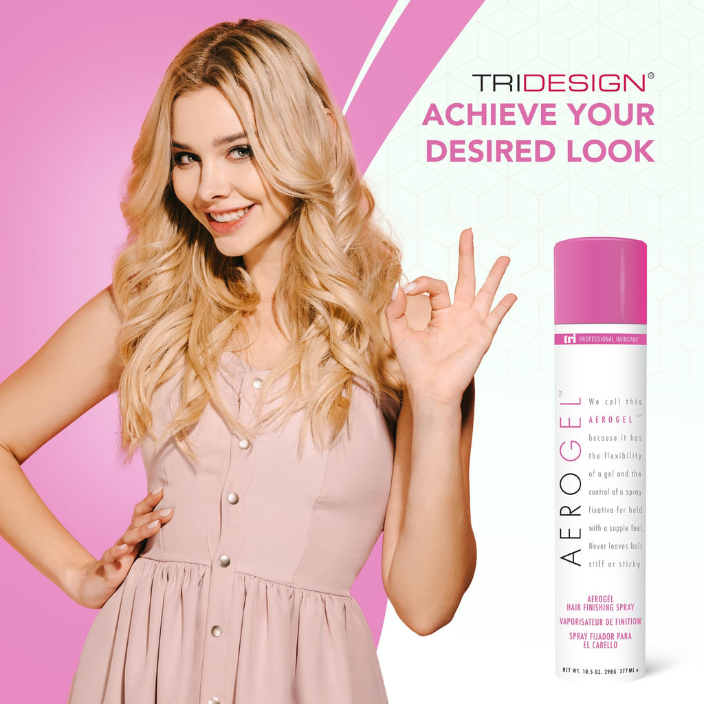TRIDESIGN Aerogel Hairspray – Strong, Flexible Hold for All Hair Types | 10.5 oz