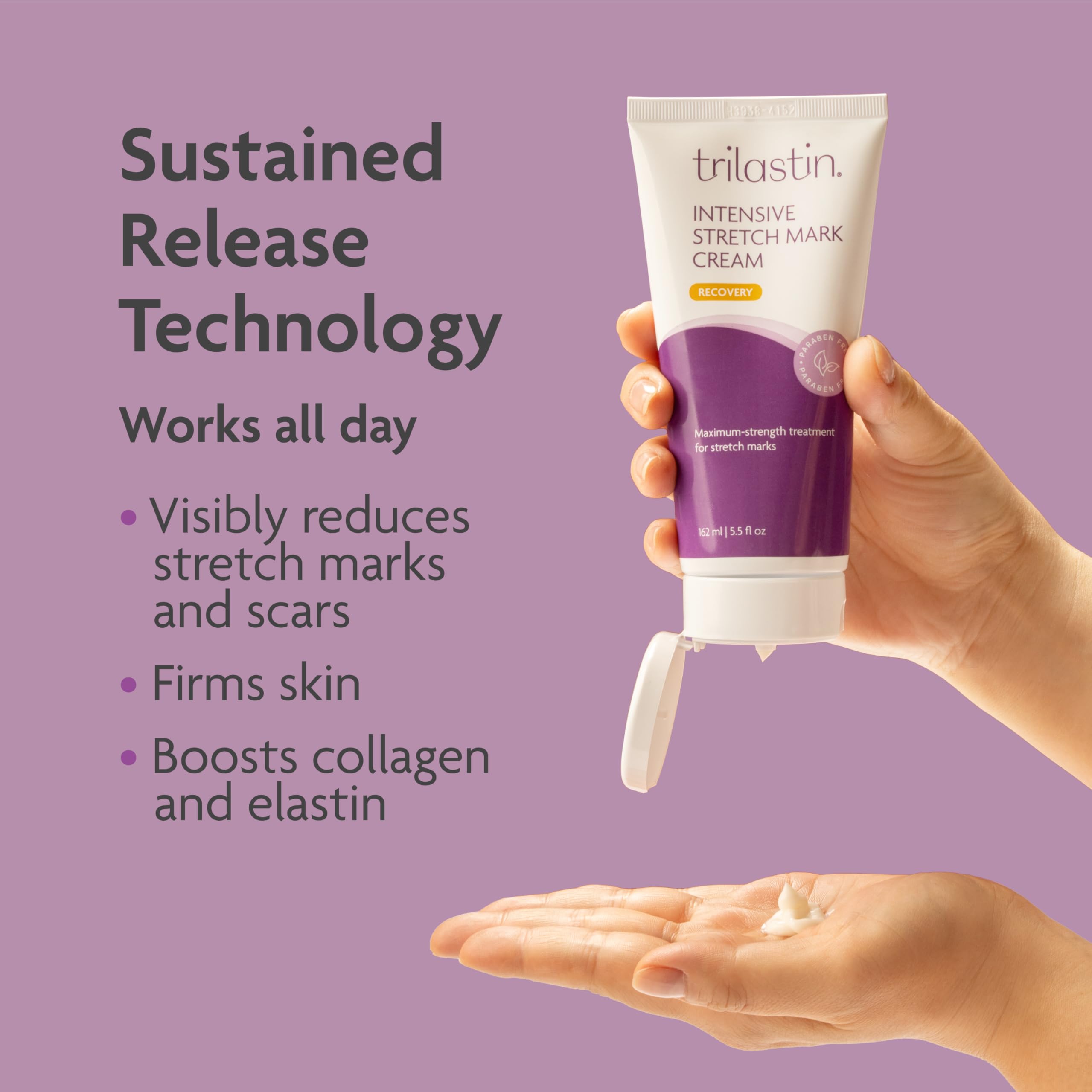 TriLASTIN Stretch Mark Cream — Collagen-Boosting Maternity Lotion (5.5 oz, Unscented, Paraben-Free)