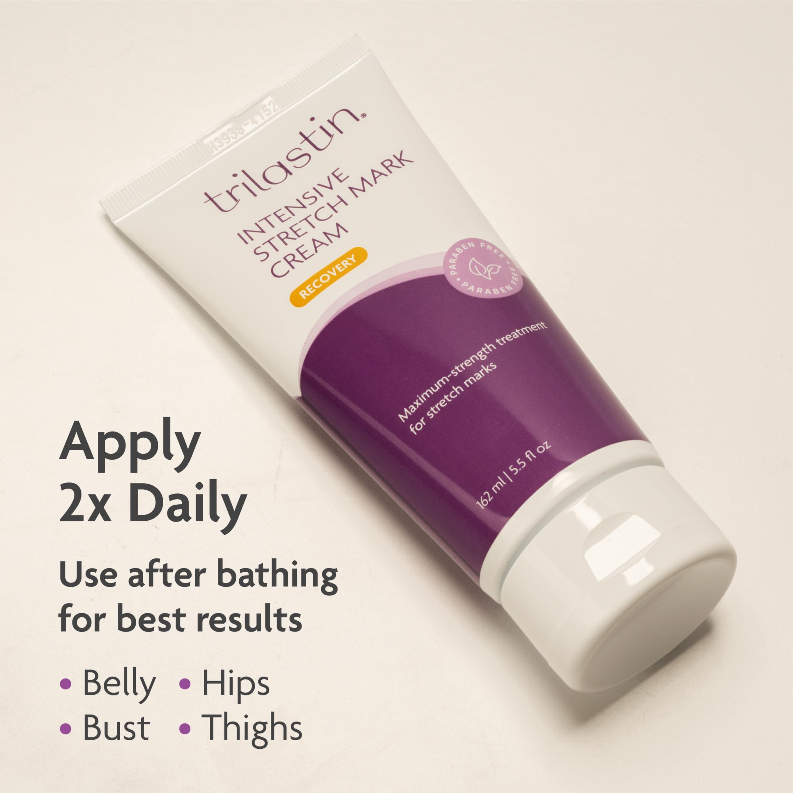 TriLASTIN Stretch Mark Cream — Collagen-Boosting Maternity Lotion (5.5 oz, Unscented, Paraben-Free)