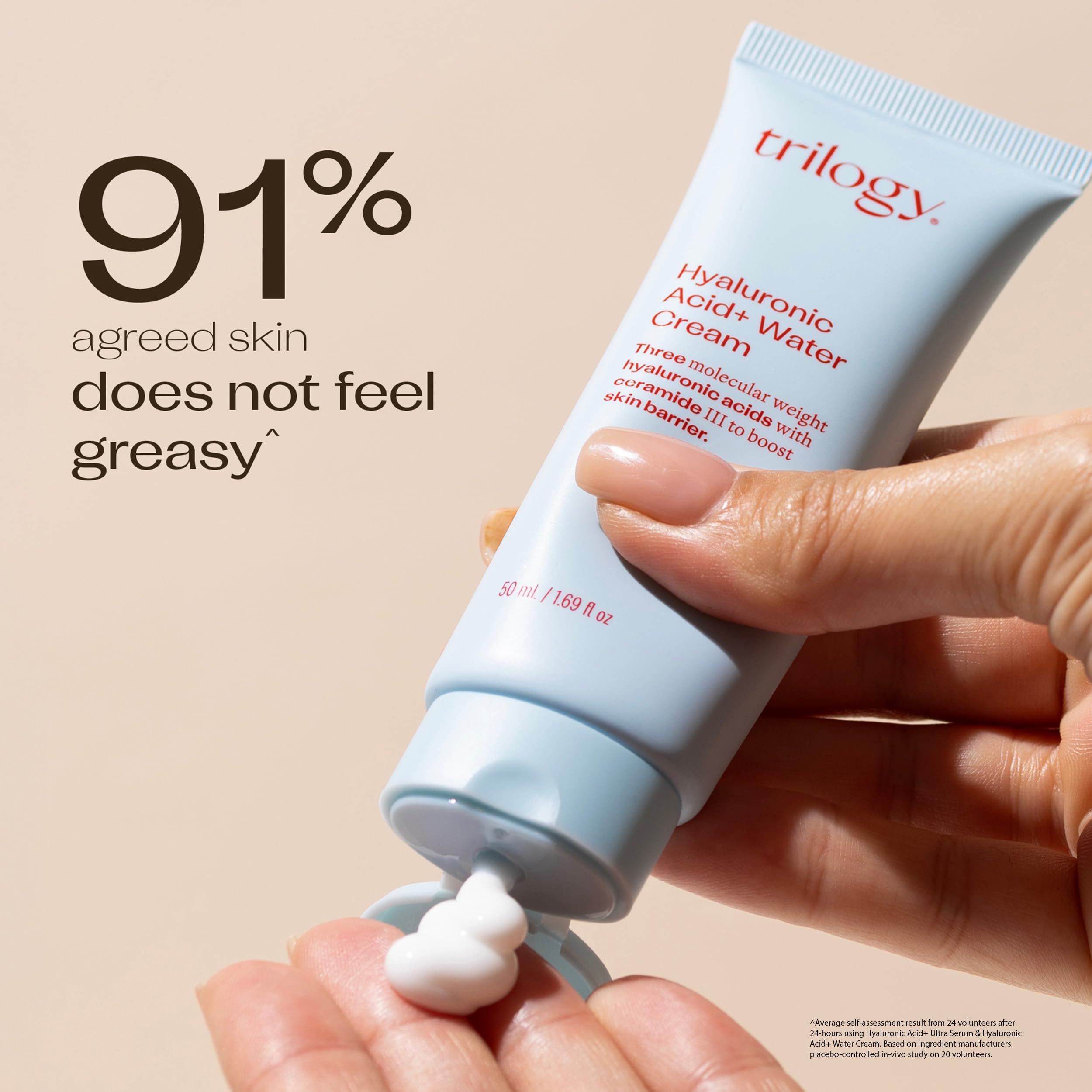 Trilogy Hyaluronic Acid+ Water Cream — Lightweight Hydration with Ceramides & Glycoin (1.69 fl oz)