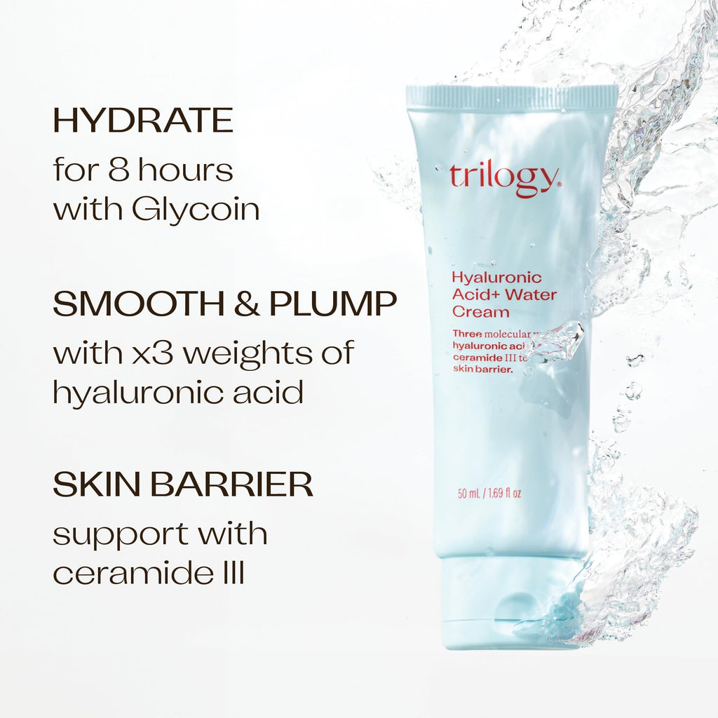 Trilogy Hyaluronic Acid+ Water Cream — Lightweight Hydration with Ceramides & Glycoin (1.69 fl oz)