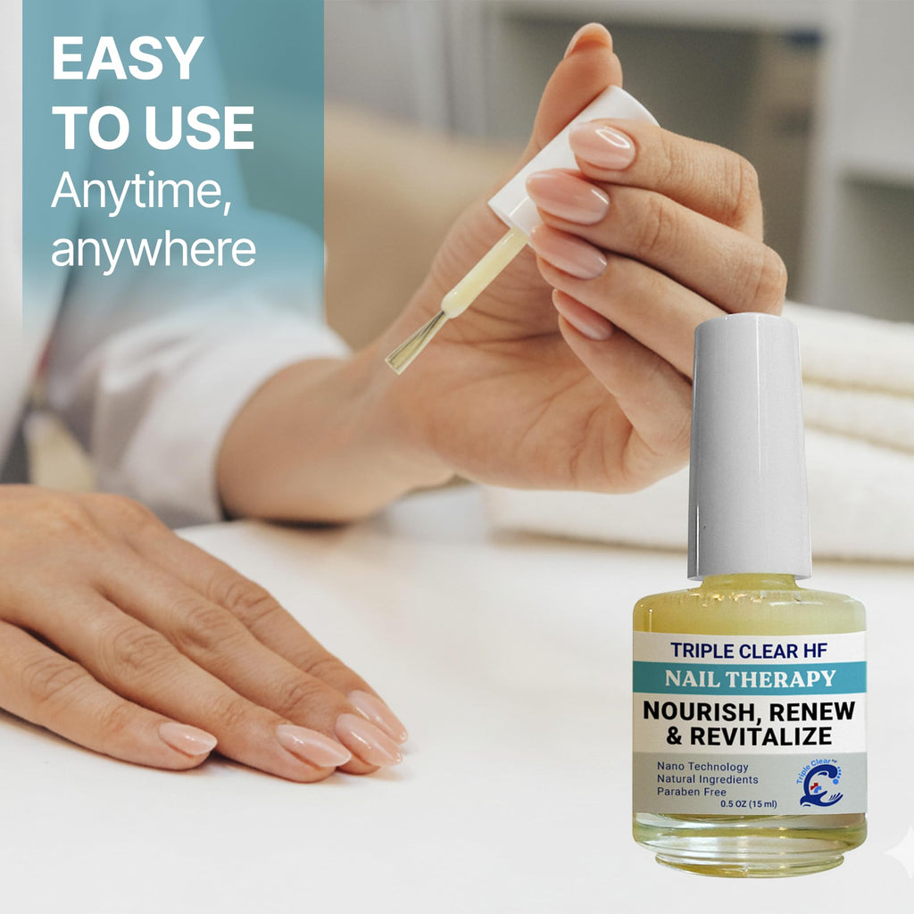 Triple Clear HF Nano Nail Strengthener Oil - Plant-Based Nail Therapy for Damaged Nails (0.5 fl oz)