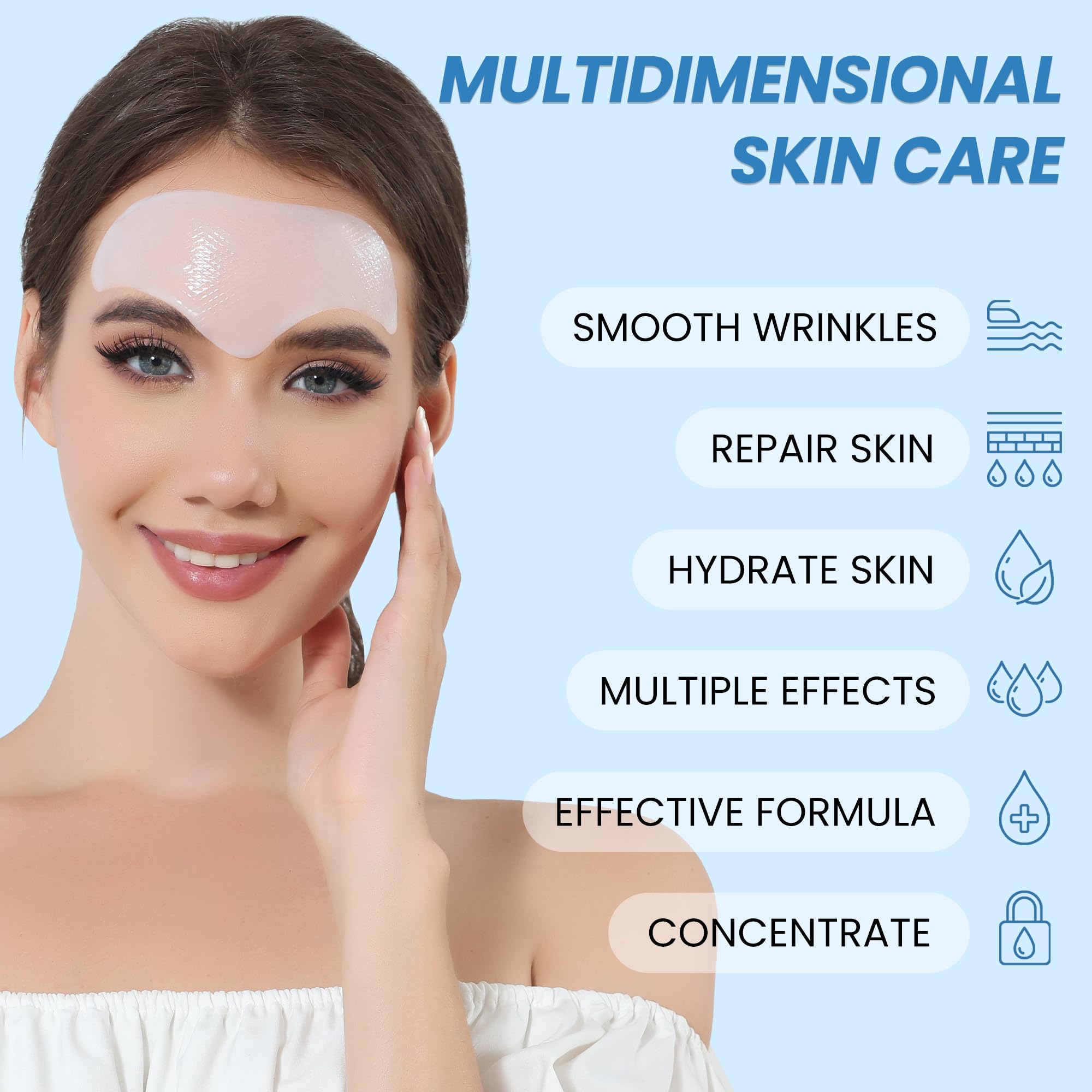 Tripsky Forehead Wrinkle Patches – Overnight Collagen Jelly Patches with Seaweed & Vitamin E