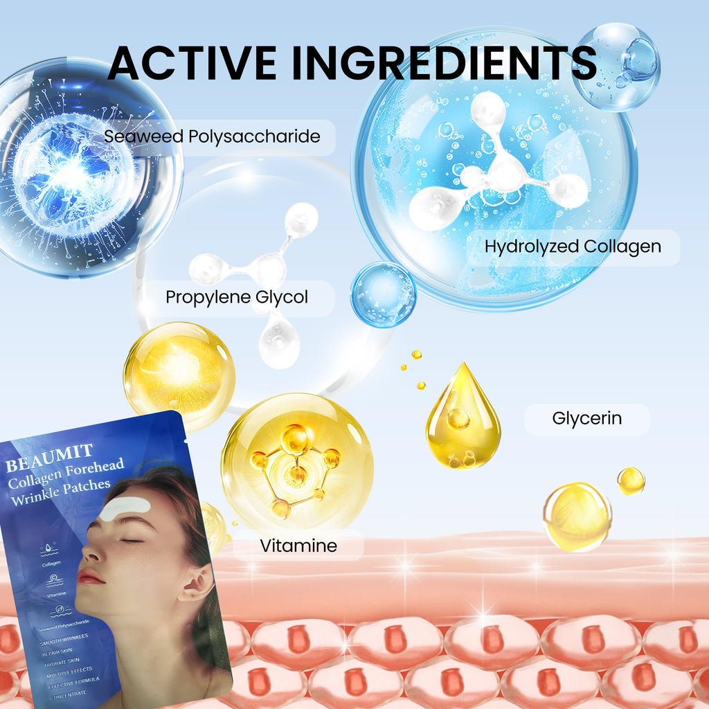 Tripsky Forehead Wrinkle Patches – Overnight Collagen Jelly Patches with Seaweed & Vitamin E