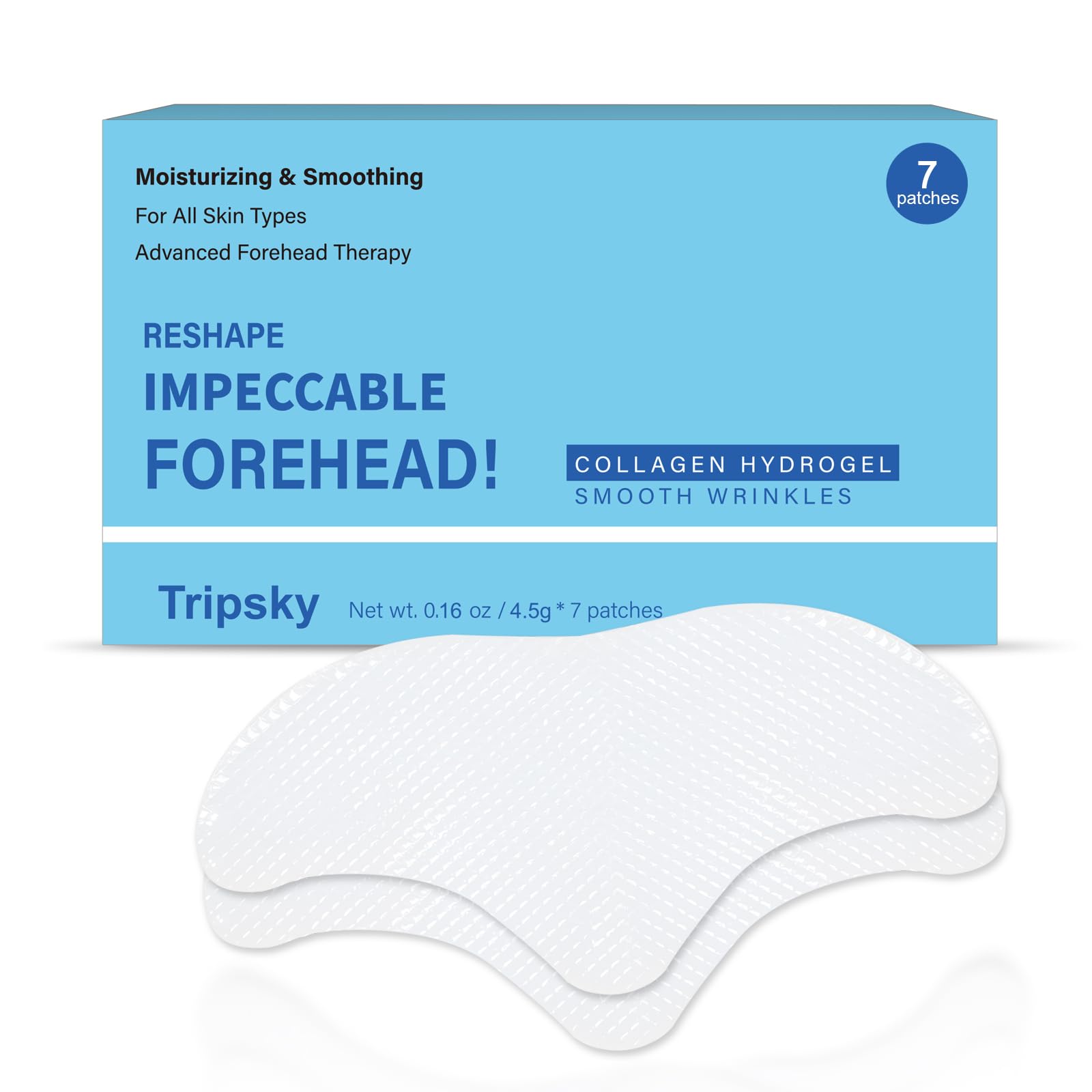 Tripsky Forehead Wrinkle Patches – Overnight Collagen Jelly Patches with Seaweed & Vitamin E