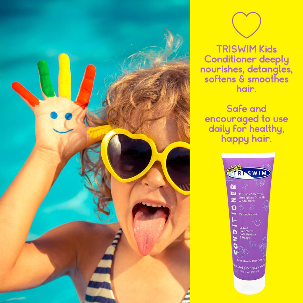 TRISWIM Kids After Swim Pack – 4-Piece Travel Set (8.5 oz each) for Chlorine Removal