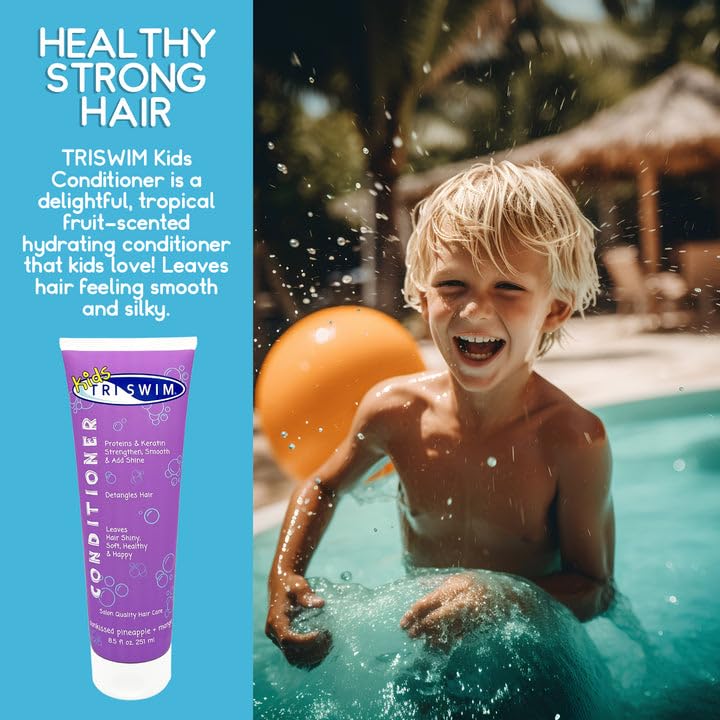 TRISWIM Kids Shampoo & Conditioner Set – 8.5oz Each | Remove Chlorine, Hydrate & Detangle