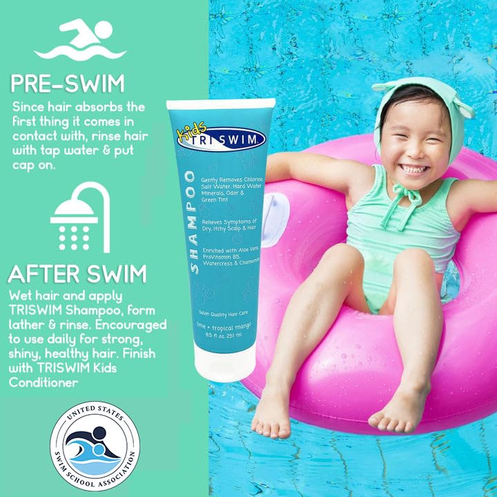 TRISWIM Kids Shampoo & Conditioner Set – 8.5oz Each | Remove Chlorine, Hydrate & Detangle