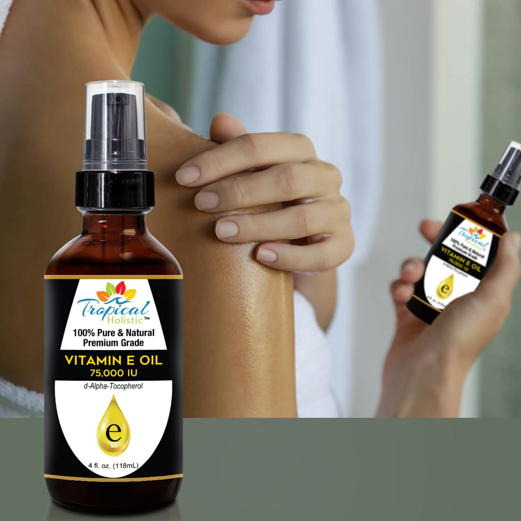 Tropical Holistic 100% Pure Vitamin E Oil 4oz | Hydration for Skin, Hair & Nails