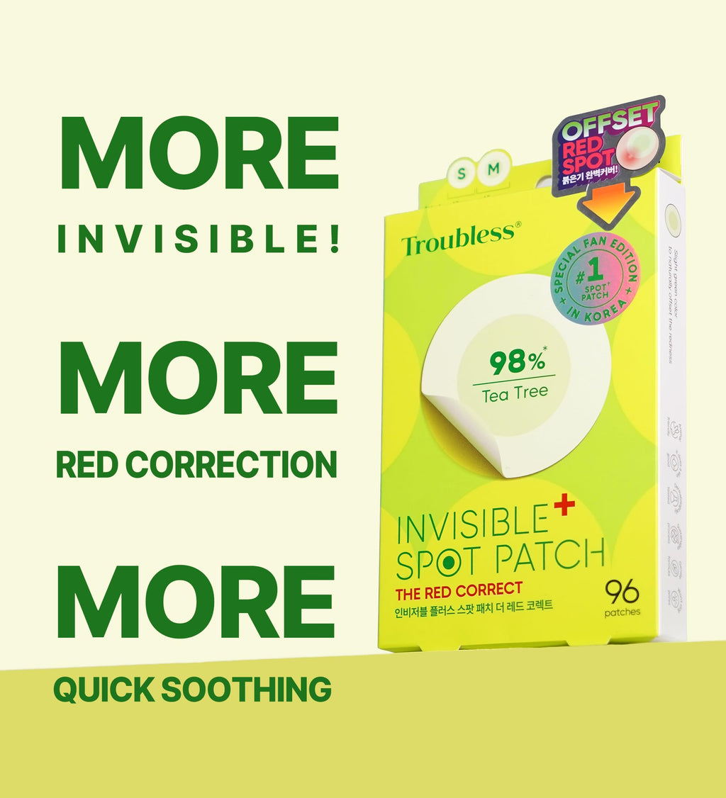 Troubless Invisible Plus Spot Patch The Red Correct – Redness-Targeting Hydrocolloid Patch (96 ea)