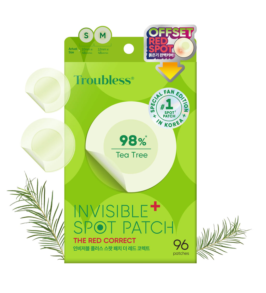 Troubless Invisible Plus Spot Patch The Red Correct – Redness-Targeting Hydrocolloid Patch (96 ea)