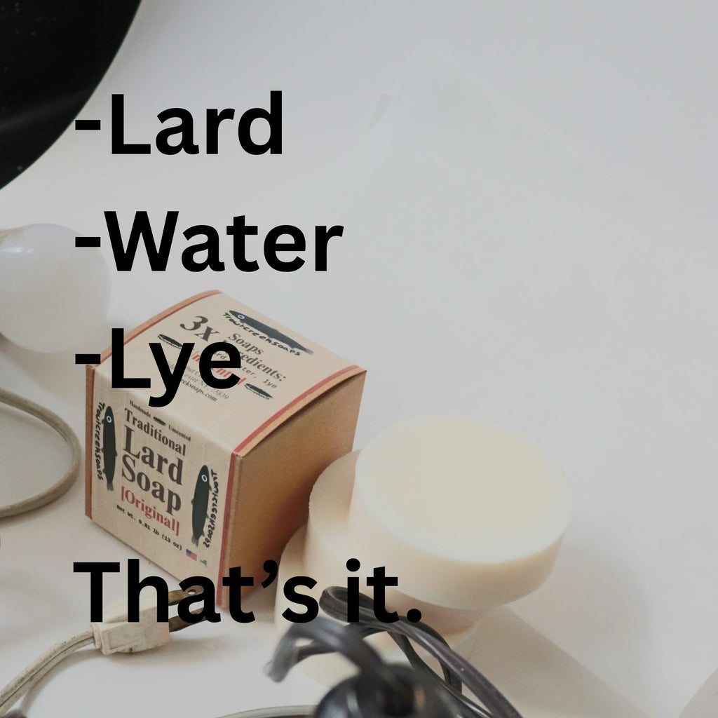 Trout Creek Soaps Traditional Lard Soap – Unscented, Biodegradable, Handmade in USA (3 Bars)