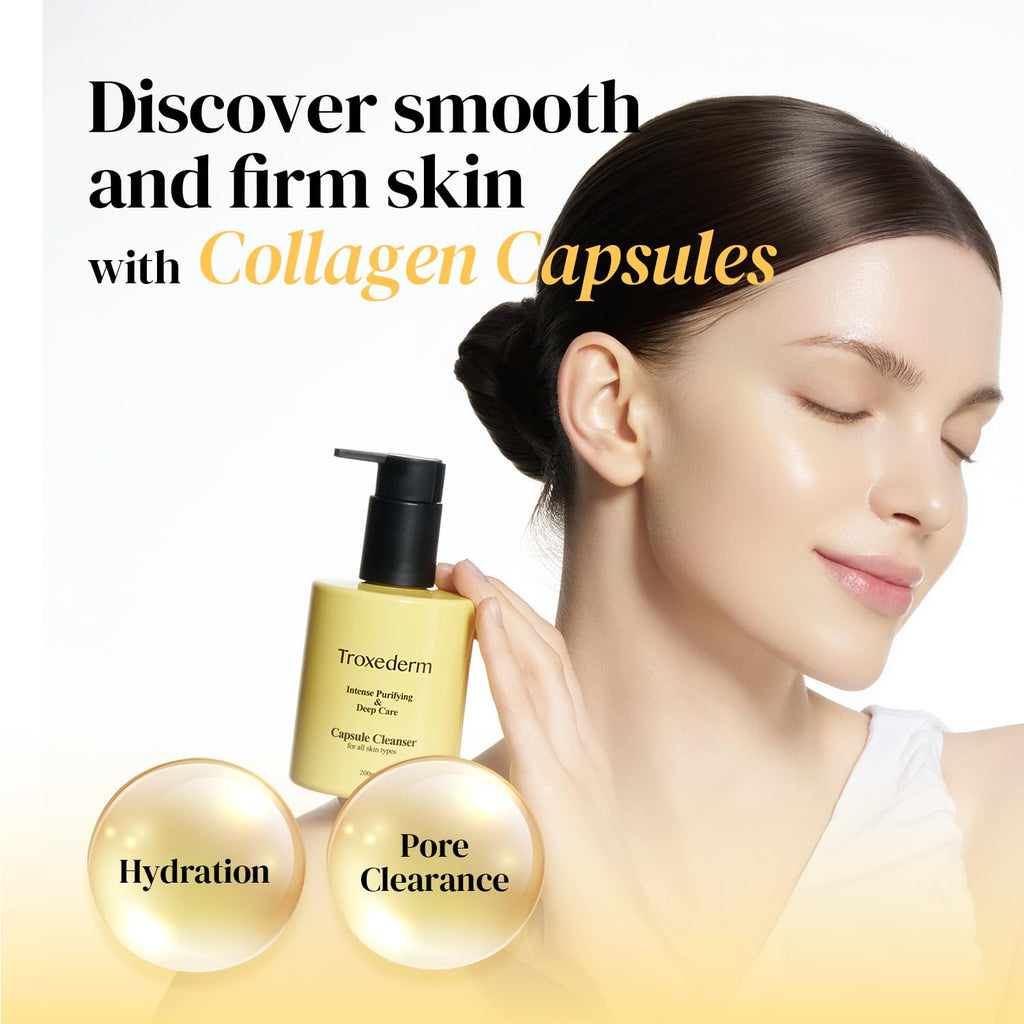 TROXEDERM Collagen Capsule Cleanser – Korean Gel Face Wash with Peptides