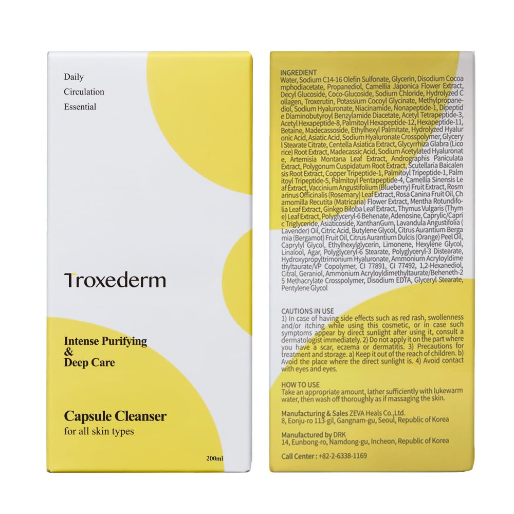 TROXEDERM Collagen Capsule Cleanser – Korean Gel Face Wash with Peptides