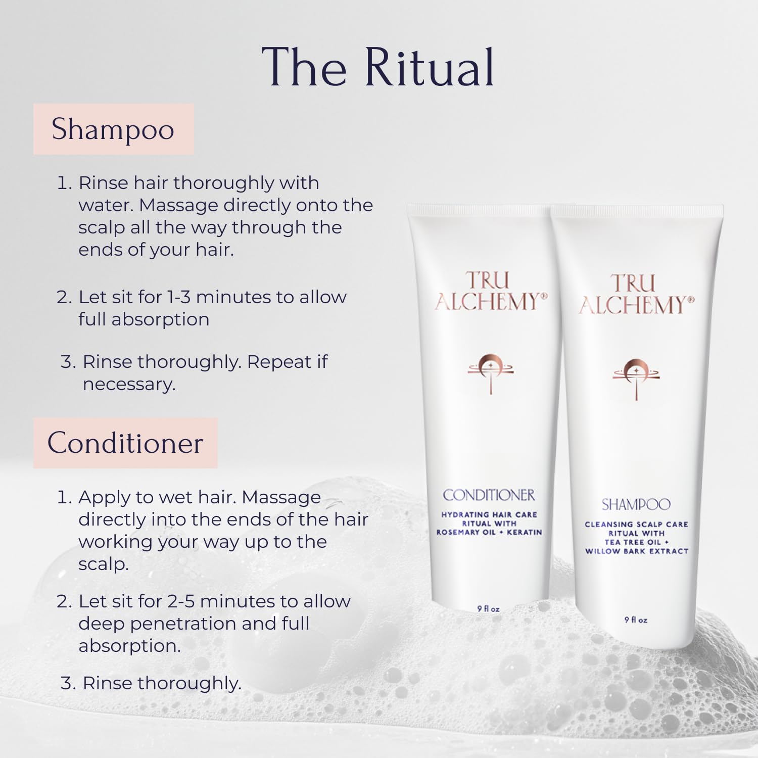 Tru Alchemy Shampoo & Conditioner – Dry, Damaged Hair Care Duo for Volume & Hydration (9 fl oz)