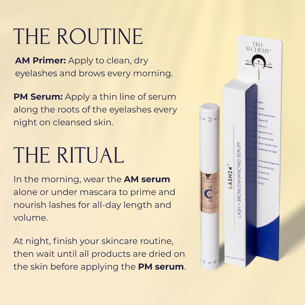 Tru Alchemy Lash24 – Lash & Brow Serum, Dual AM/PM Primer, 2-Month Supply