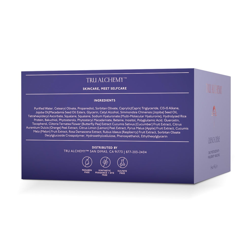 Tru Alchemy Quench Crème Daily Facial Moisturizer | Hyaluronic Acid, Vitamin C & Bakuchiol | Firming Hydration 1.7 oz