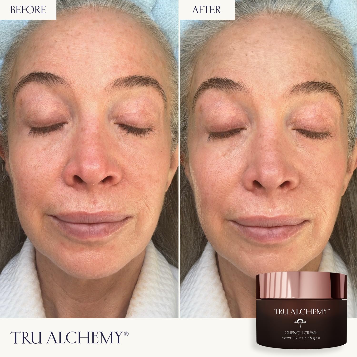 Tru Alchemy Quench Crème Daily Facial Moisturizer | Hyaluronic Acid, Vitamin C & Bakuchiol | Firming Hydration 1.7 oz