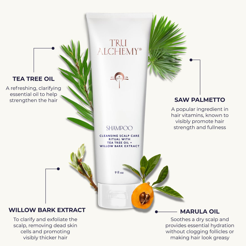 Tru Alchemy Shampoo for Growth, Volume & Scalp Health | Tea Tree & Peppermint Oil + Keratin & Saw Palmetto | Sulfate & Paraben Free | 9 Fl Oz