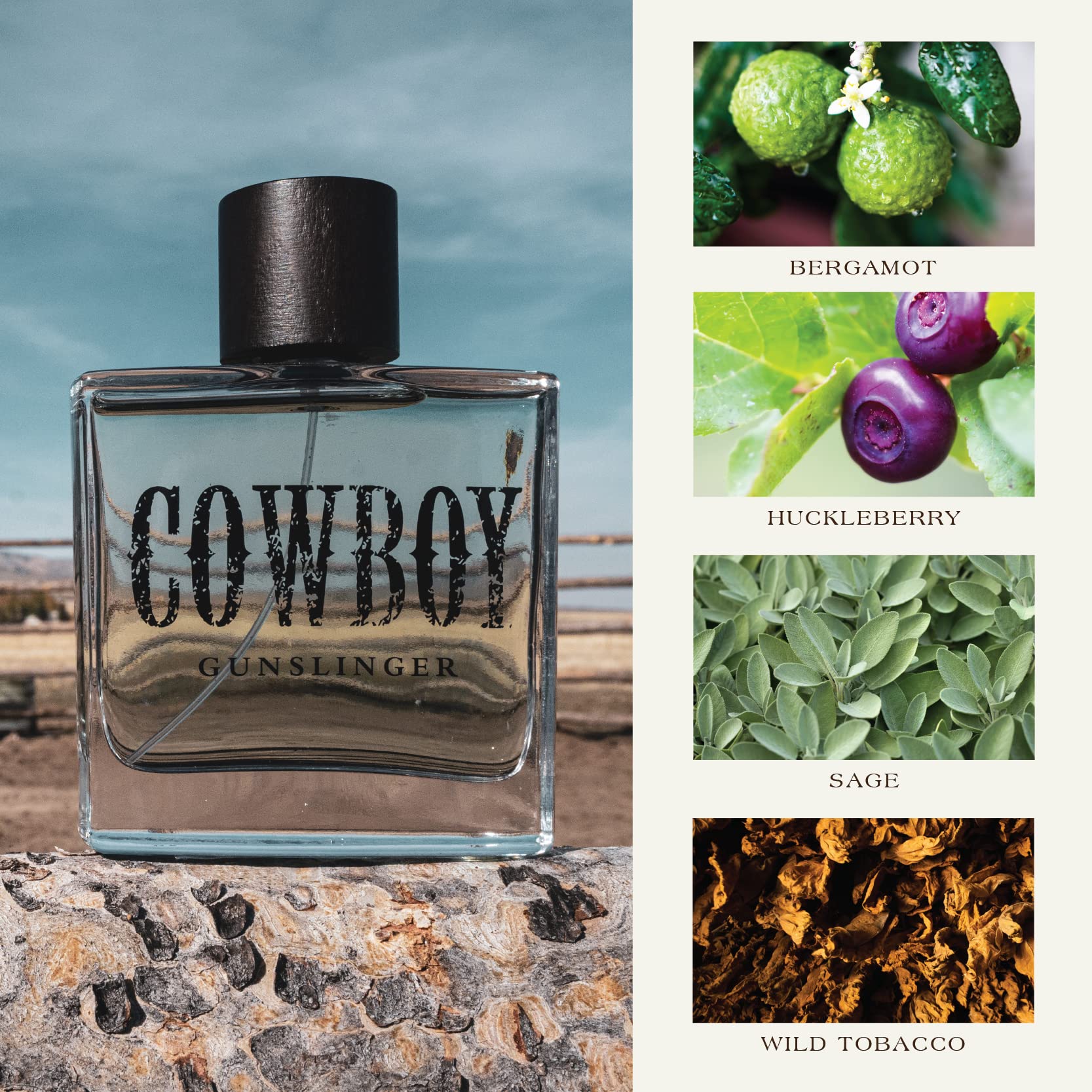 Cowboy Gunslinger Men’s Cologne by Tru Western – Bergamot, Huckleberry & Sage