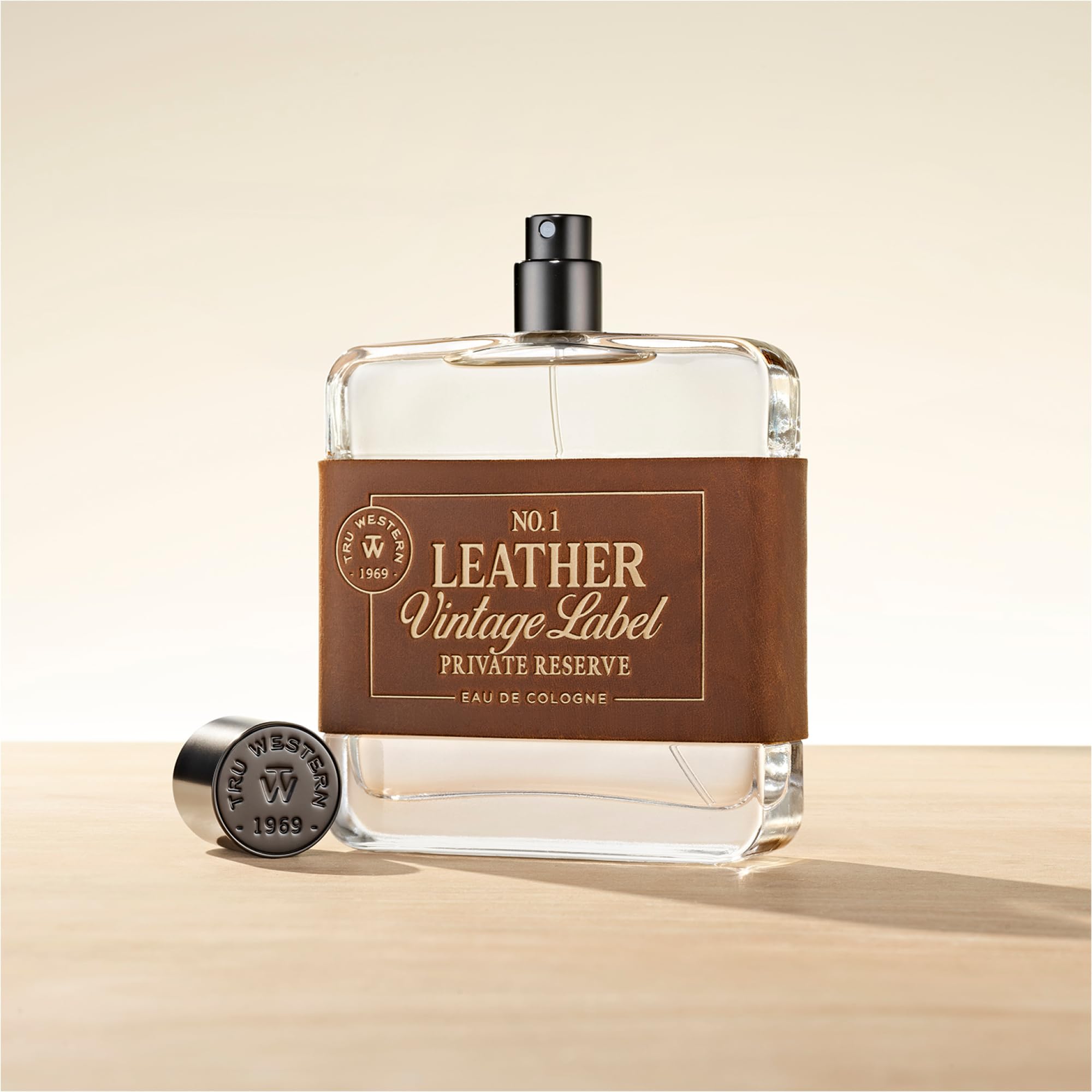 Leather No. 1 by Tru Western | Vintage Label Private Reserve 3.4 oz | Sun Aged Leather, Cedarwood, Clementine