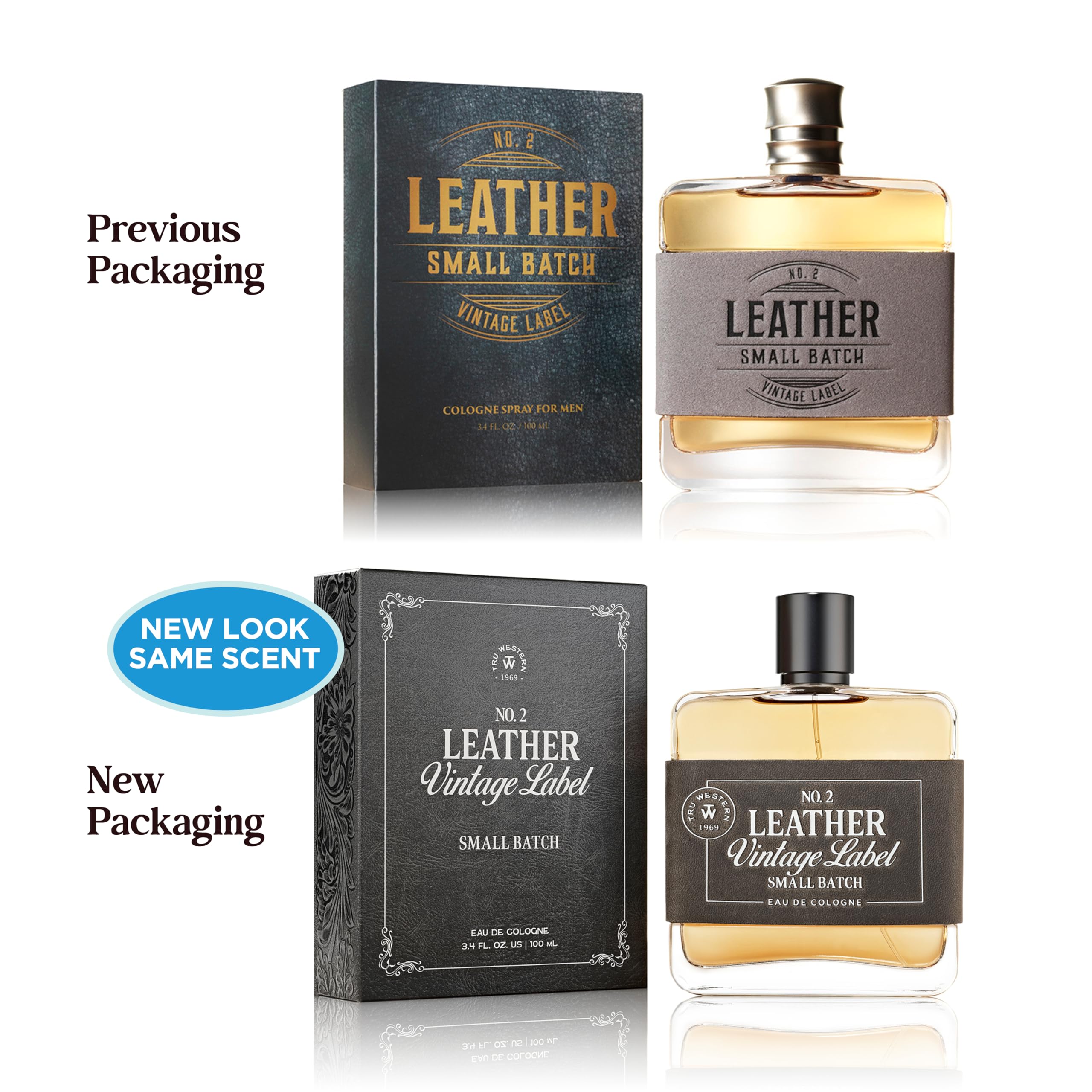 Leather No. 2 by Tru Western — Small Batch Men’s Cologne, 3.4 fl oz, Sage, Suede & White Woods