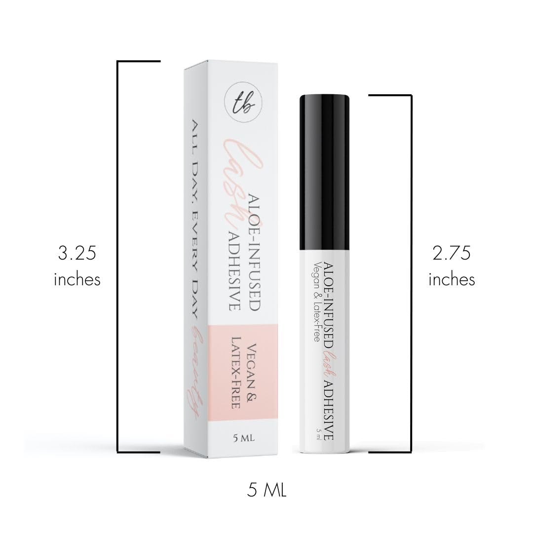 True Beauty Lashes Gentle Formula Lash Glue – 24-Hour Hold, Aloe, Dries Clear