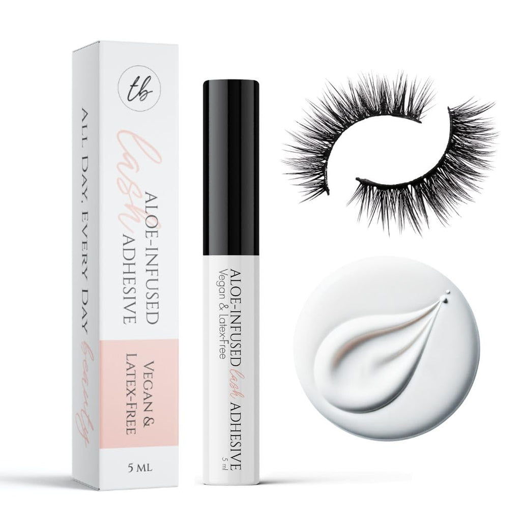 True Beauty Lashes Gentle Formula Lash Glue – 24-Hour Hold, Aloe, Dries Clear