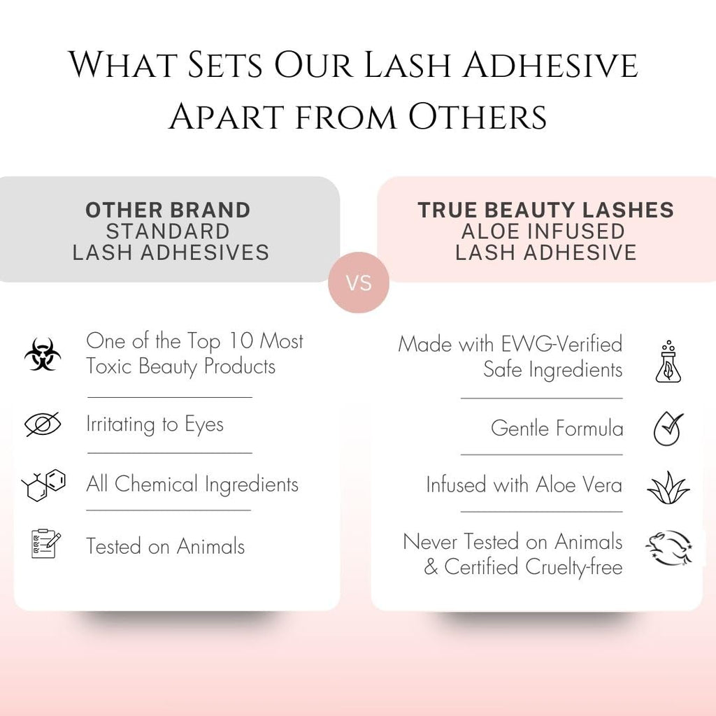 True Beauty Lashes Gentle Formula Lash Glue – 24-Hour Hold, Aloe, Dries Clear