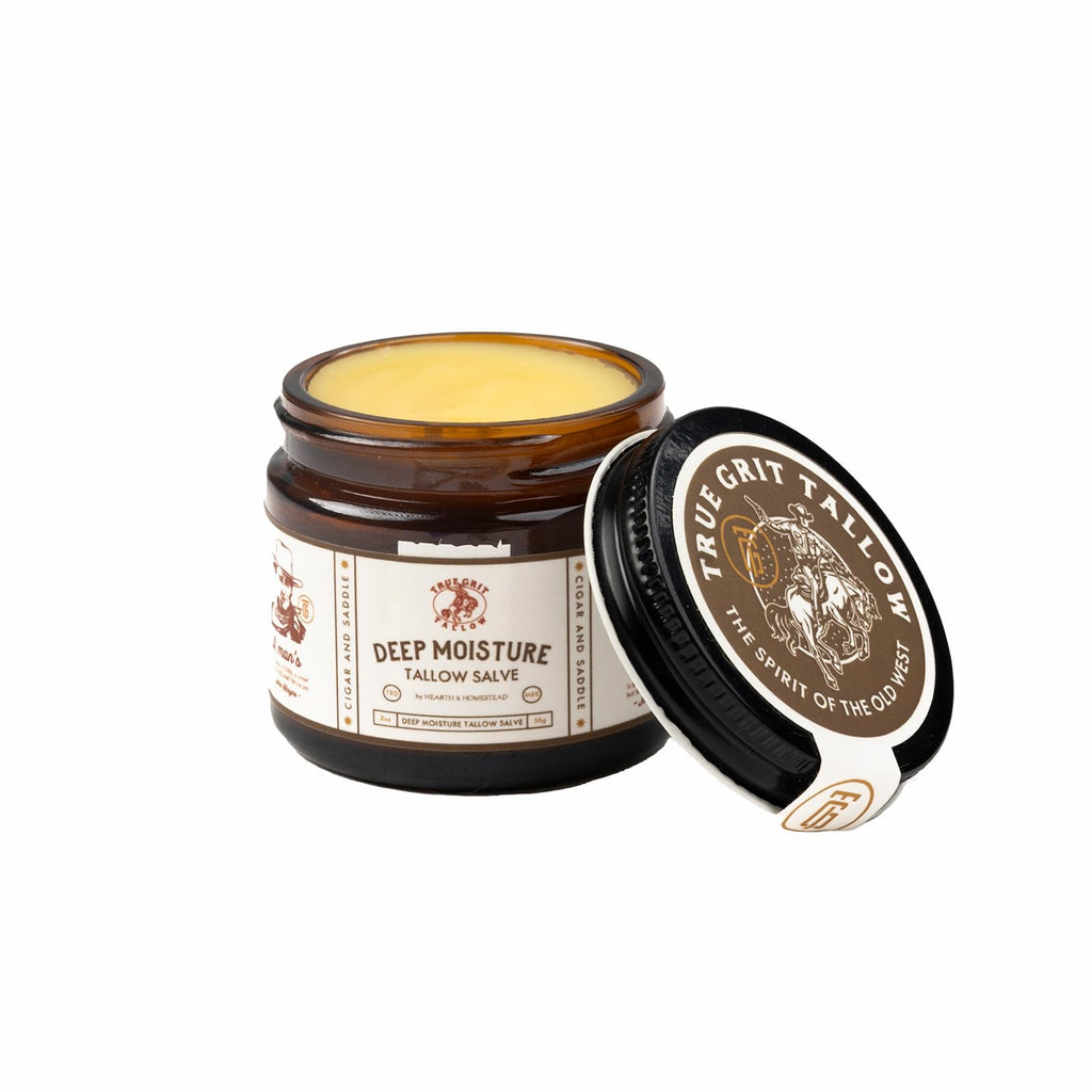 True Grit Tallow John Wayne Inspired Deep Moisture Salve – Cigar & Saddle Scent | 2 oz