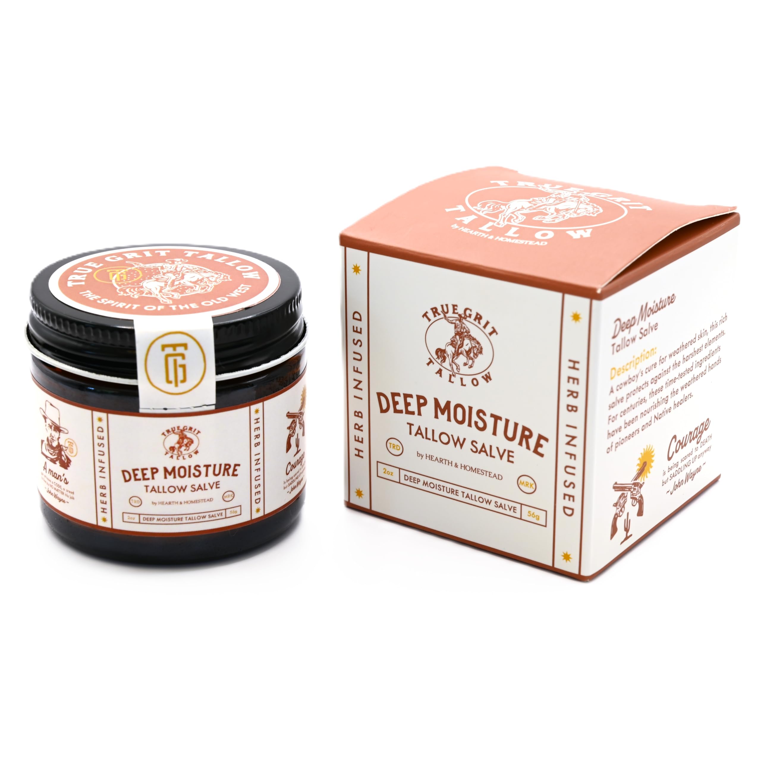 True Grit Tallow John Wayne Inspired Deep Moisture Salve – Unscented, Essential Oil Free 2 oz