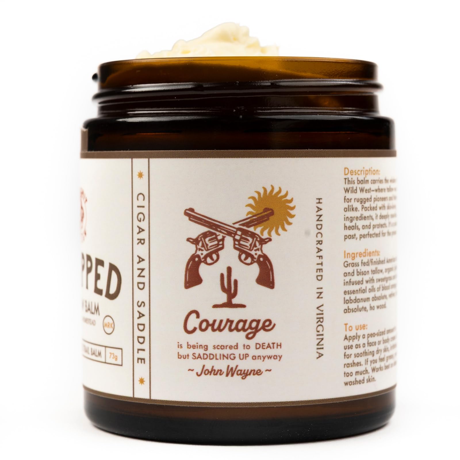True Grit Tallow John Wayne Inspired Deep Moisture Salve – Cigar & Saddle Scent | 2 oz