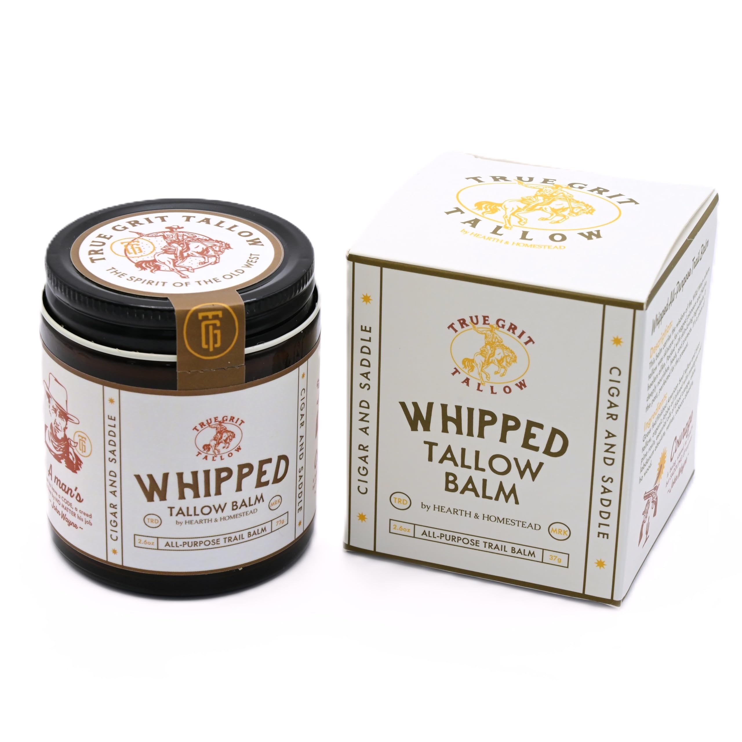 True Grit Tallow – John Wayne Inspired Whipped Balm for Skin | All-Purpose Moisturizer with Beef & Bison Tallow – 2.6 oz