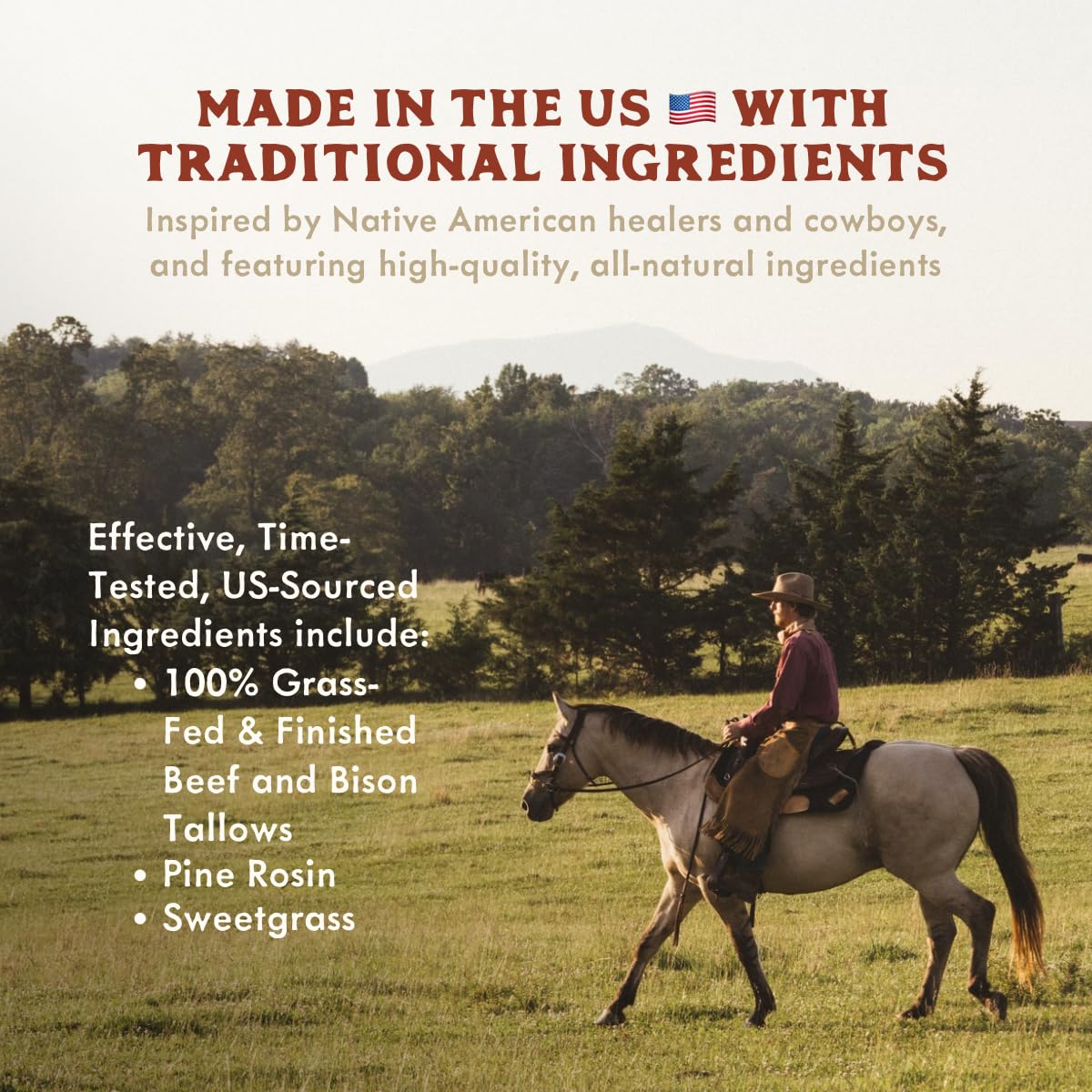 True Grit Tallow – John Wayne Inspired Whipped Balm for Skin | All-Purpose Moisturizer with Beef & Bison Tallow – 2.6 oz